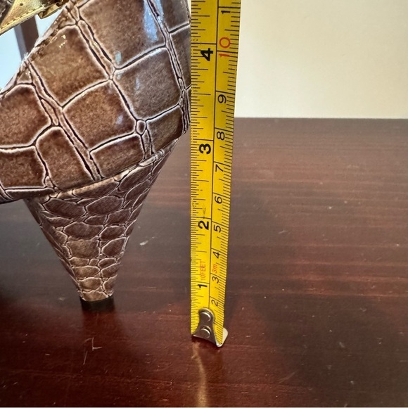 Miss Tina “knowles” reptile print strappy heels sandals New in Box tan brown 9 - Picture 10 of 15